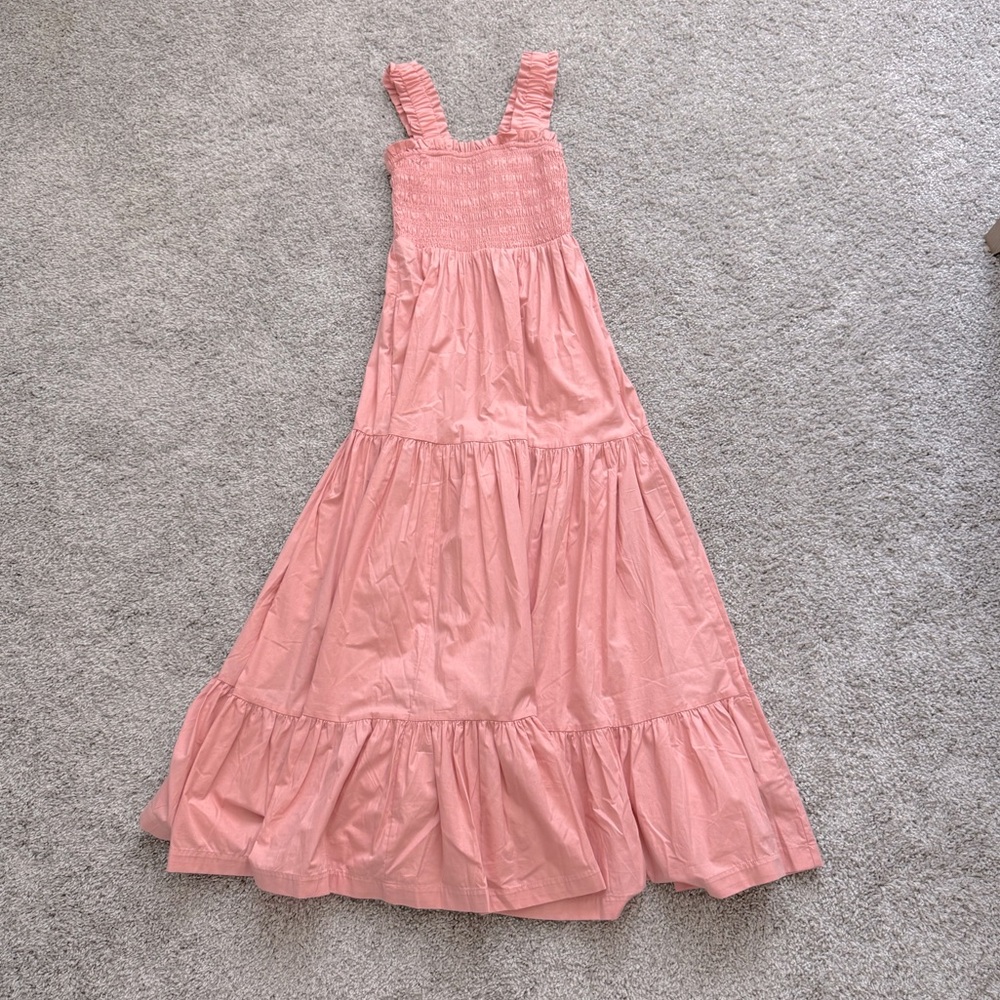 Abercrombie & Fitch Pink Tiered Smocked Maxi Dress